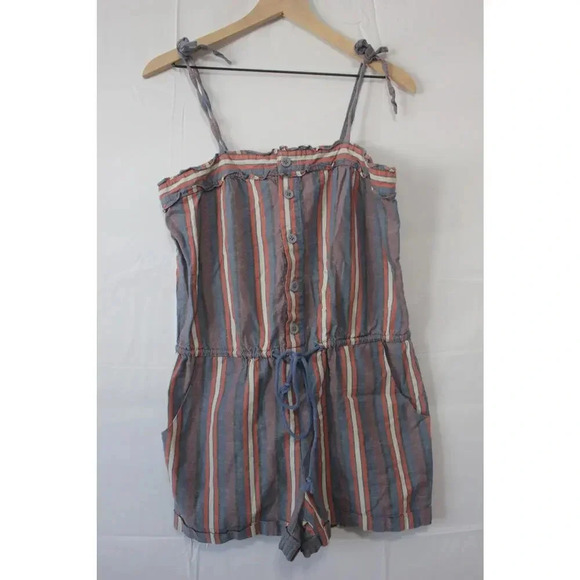 Cooperative by Urban Outfitters M Striped Linen Blend Romper - Picture 1 of 10